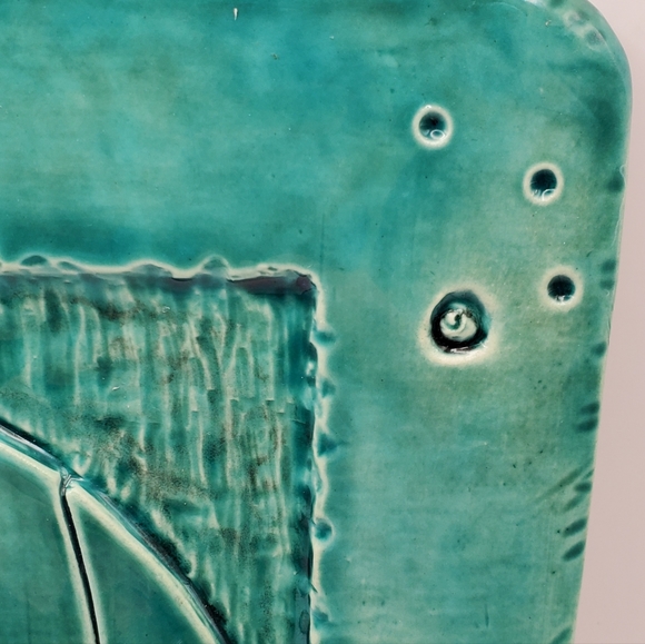 Vintage Soul By Lisa Glaze Teal Art Pottery Trivet Tile Signed Char Murray 8×8" - Picture 3 of 11